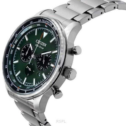 Orologio da uomo Citizen Eco-Drive Chronograph in acciaio inossidabile con quadrante verde CA4500-91X 100M