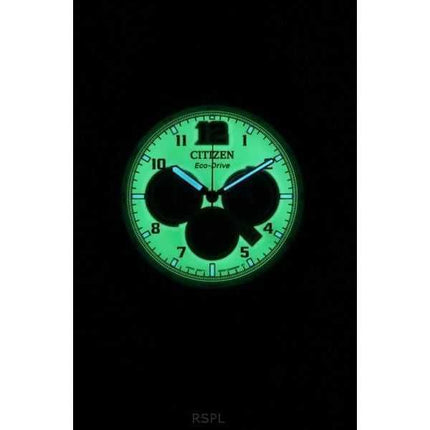 Orologio da uomo Citizen Eco-Drive Chronograph Grey Ion in acciaio inossidabile con quadrante verde completamente luminoso CA450