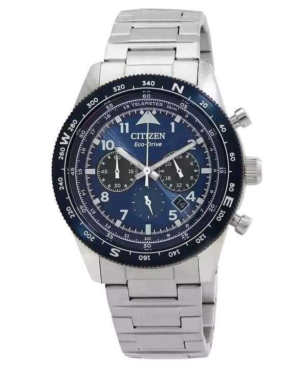 Orologio da uomo Citizen Eco-Drive Chronograph in acciaio inossidabile con quadrante blu CA4554-84L 100M