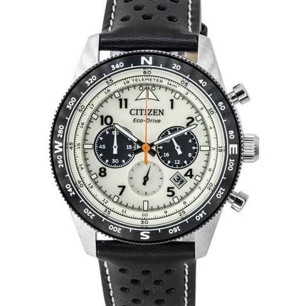 Orologio da uomo Citizen Eco-Drive cronografo cinturino in pelle quadrante avorio CA4559-13A 100M