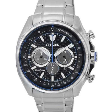 Orologio da uomo Citizen Eco-Drive cronografo in acciaio inossidabile quadrante nero CA4560-81E 100M