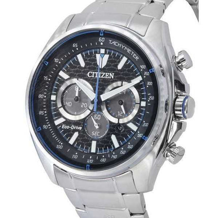 Orologio da uomo Citizen Eco-Drive cronografo in acciaio inossidabile quadrante nero CA4560-81E 100M