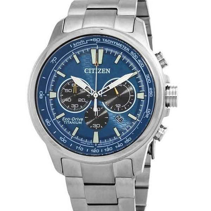 Orologio da uomo Citizen Super Titanium Cronografo quadrante blu Eco-Drive CA4570-88L 100M