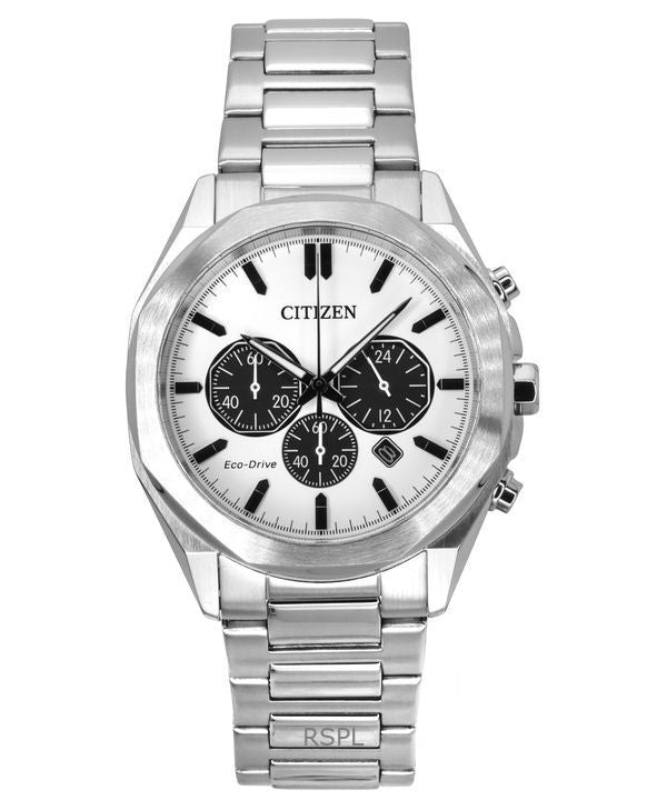 Orologio da uomo Citizen Eco-Drive Chronograph in acciaio inossidabile con quadrante bianco CA4590-81A 100M