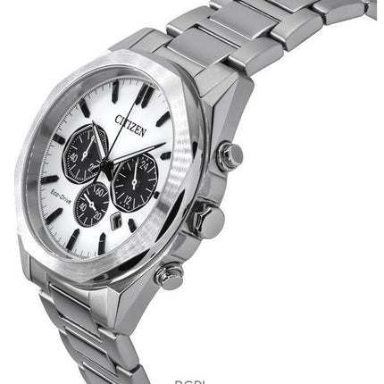 Orologio da uomo Citizen Eco-Drive Chronograph in acciaio inossidabile con quadrante bianco CA4590-81A 100M
