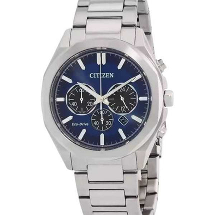 Orologio da uomo Citizen Eco-Drive Chronograph in acciaio inossidabile con quadrante blu CA4590-81L 100M