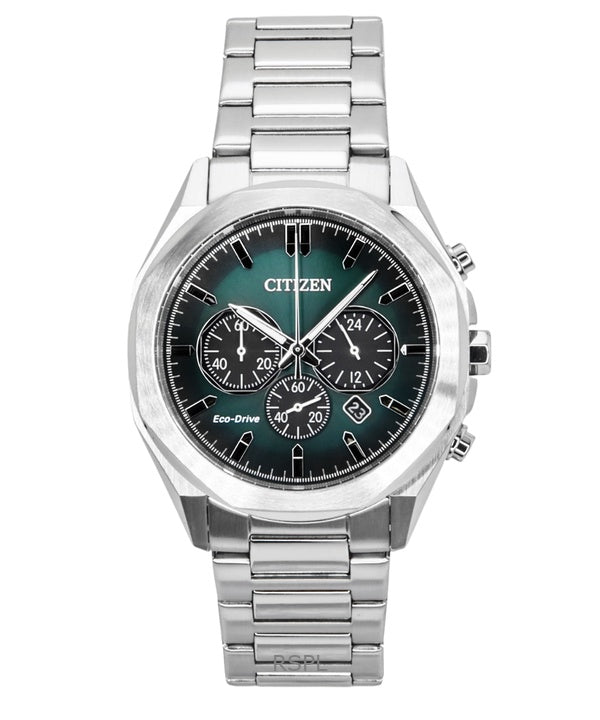 Orologio da uomo Citizen Eco-Drive Cronografo in acciaio inossidabile con quadrante verde CA4590-81X 100M
