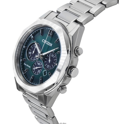 Orologio da uomo Citizen Eco-Drive Cronografo in acciaio inossidabile con quadrante verde CA4590-81X 100M
