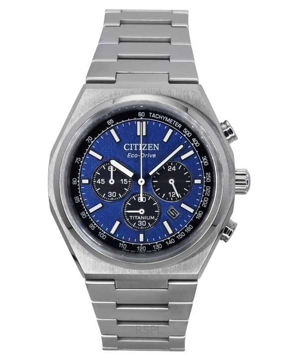 Orologio da uomo Citizen Zenshin Chronograph Super Titanium quadrante blu Eco-Drive CA4610-85L 100M