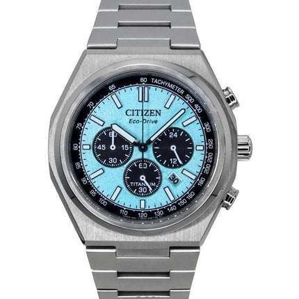 Orologio da uomo Citizen Zenshin Chronograph Super Titanium Ice Blue Dial Eco-Drive CA4610-85M 100M