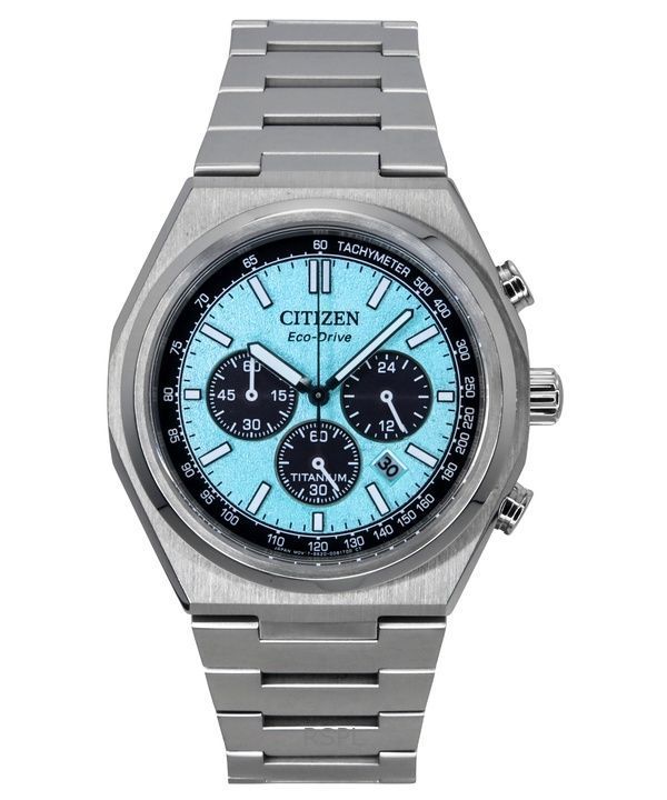 Orologio da uomo Citizen Zenshin Chronograph Super Titanium Ice Blue Dial Eco-Drive CA4610-85M 100M