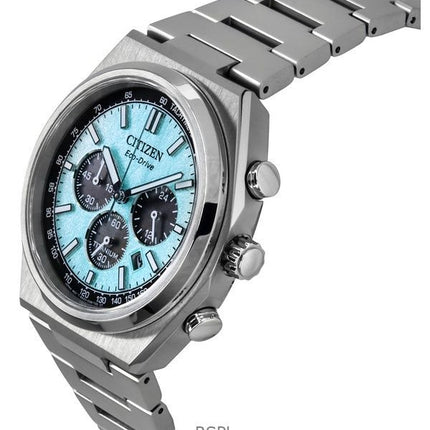 Orologio da uomo Citizen Zenshin Chronograph Super Titanium Ice Blue Dial Eco-Drive CA4610-85M 100M