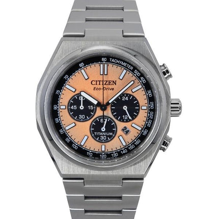 Orologio da uomo Citizen Zenshin Chronograph Super Titanium Salmon Dial Eco-Drive CA4610-85Z 100M