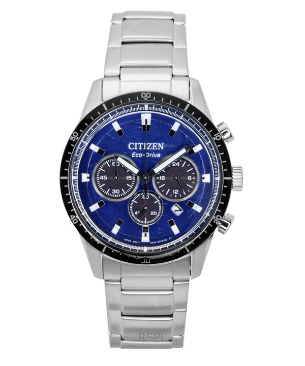 Orologio da uomo Citizen Eco-Drive Cronografo in acciaio inossidabile con quadrante blu CA4624-56L 100M