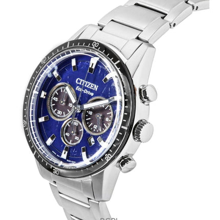 Orologio da uomo Citizen Eco-Drive Cronografo in acciaio inossidabile con quadrante blu CA4624-56L 100M