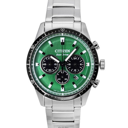 Orologio da uomo Citizen Eco-Drive Cronografo in acciaio inossidabile con quadrante verde CA4624-56X 100M