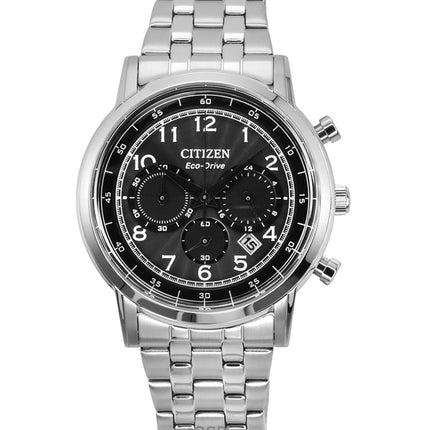 Orologio da uomo Citizen Eco-Drive Cronografo in acciaio inossidabile con quadrante nero CA4630-53E