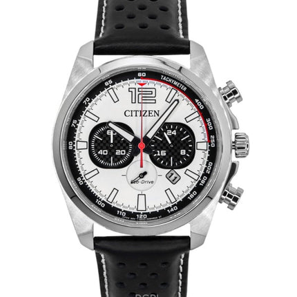 Orologio da uomo Citizen Eco-Drive Cronografo con cinturino in pelle e quadrante bianco CA4640-09A 100M