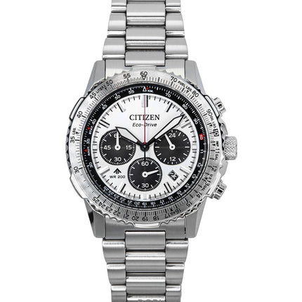 Orologio da uomo Citizen Promaster Navihawk Cronografo in acciaio inossidabile con quadrante bianco Eco-Drive Diver&#39;s CA4660-61A 200M