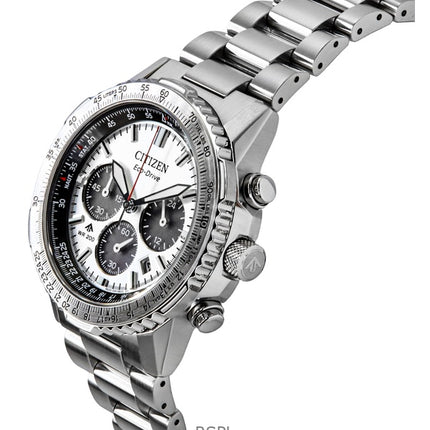 Orologio da uomo Citizen Promaster Navihawk Cronografo in acciaio inossidabile con quadrante bianco Eco-Drive Diver&#39;s CA4660-61A 200M