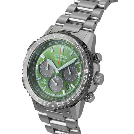 Orologio da uomo Citizen Promaster Sky Chronograph in acciaio inossidabile con quadrante verde Eco-Drive Diver's CA4664-60W 200M