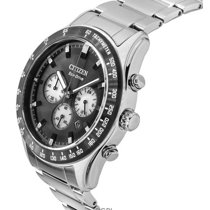 Orologio da uomo Citizen Eco-Drive Cronografo in acciaio inossidabile con quadrante nero CA4674-58E 100M