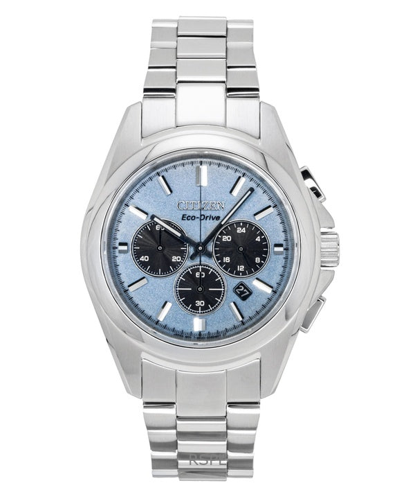 Orologio da uomo Citizen Sport Luxury Chronograph in acciaio inossidabile con quadrante blu chiaro Eco-Drive CA4680-55L 100M