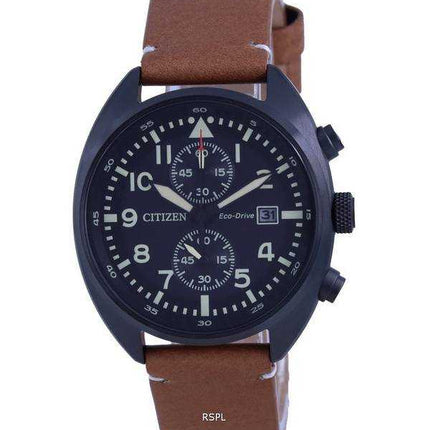 Orologio da uomo Citizen Cronografo quadrante nero in pelle Eco-Drive CA7045-14E 100M