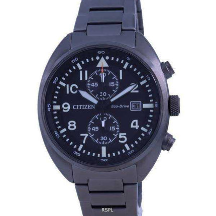Orologio da uomo Citizen Cronografo quadrante nero in acciaio inossidabile Eco-Drive CA7047-86E 100M