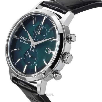 Orologio da uomo Citizen Eco-Drive Chronograph con cinturino in pelle e quadrante verde CA7069-24X