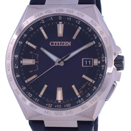 Orologio da uomo Citizen Attesa World Time quadrante nero con cinturino in pelle Eco-Drive CB0217-04E 100M