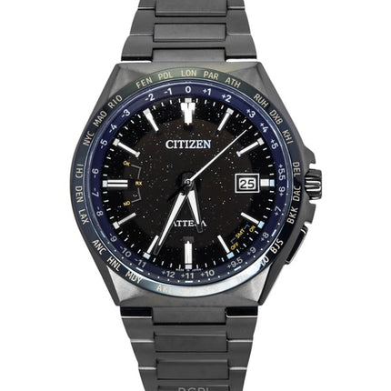 Orologio da uomo Citizen Attesa Perpetual Calendar Super Titanium con quadrante nero Eco-Drive CB0217-71E 100M