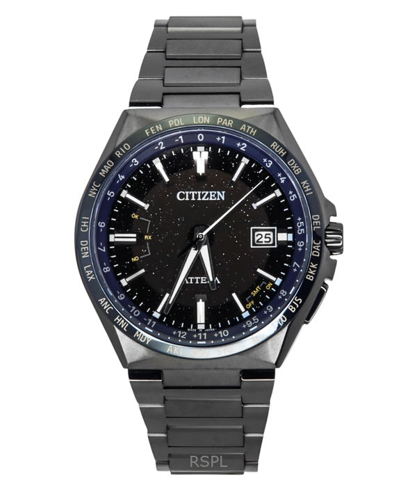 Orologio da uomo Citizen Attesa Perpetual Calendar Super Titanium con quadrante nero Eco-Drive CB0217-71E 100M