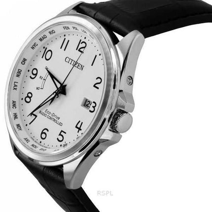 Orologio da uomo Citizen Radiocontrollato con cinturino in pelle e quadrante bianco Eco-Drive CB0250-17A 100M