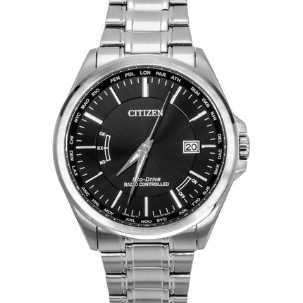 Orologio da uomo Citizen Eco-Drive Radiocontrollato in acciaio inossidabile con quadrante nero CB0250-84E 100M