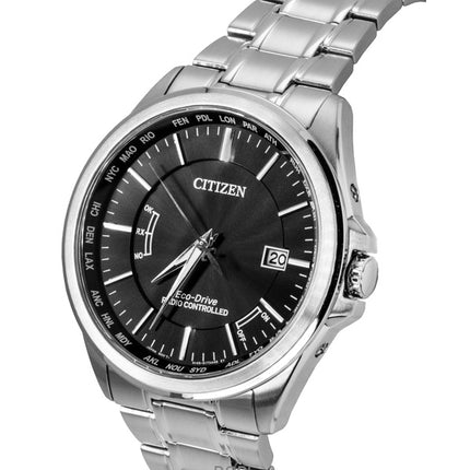 Orologio da uomo Citizen Eco-Drive Radiocontrollato in acciaio inossidabile con quadrante nero CB0250-84E 100M