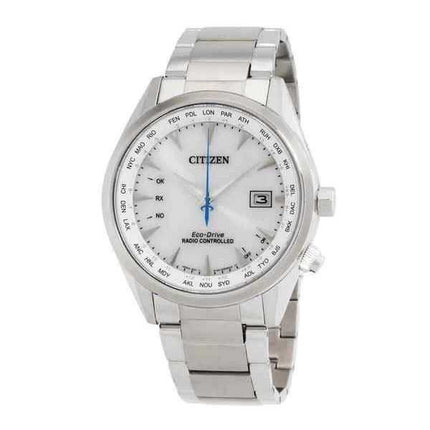 Orologio da uomo Citizen Eco-Drive Perpetual Radio-Controlled GMT in acciaio inossidabile con quadrante bianco CB0270-87A 100M