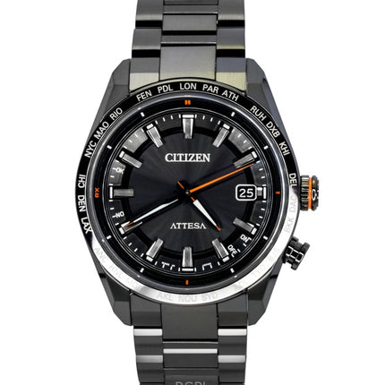 Orologio da uomo Citizen Attesa Radiocontrollato in titanio con quadrante nero Eco-Drive CB0286-61E 100M