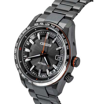 Orologio da uomo Citizen Attesa Radiocontrollato in titanio con quadrante nero Eco-Drive CB0286-61E 100M