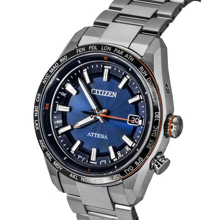Orologio da uomo Citizen Attesa ACT Line Super Titanium quadrante blu Eco-Drive CB0287-68L 100M