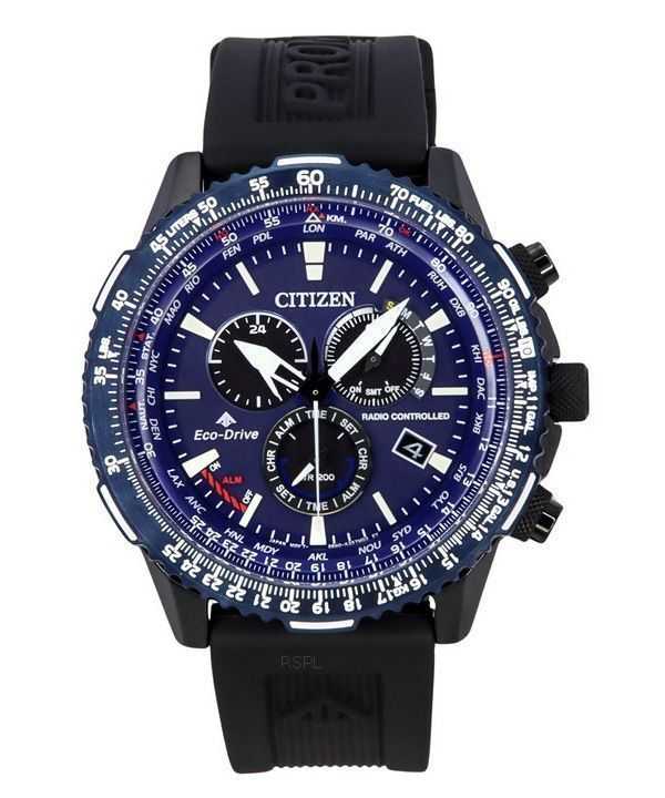 Orologio da uomo Citizen Promaster Sky AT Radiocontrollato Cronografo Quadrante Blu Eco-Drive CB5006-02L 200M