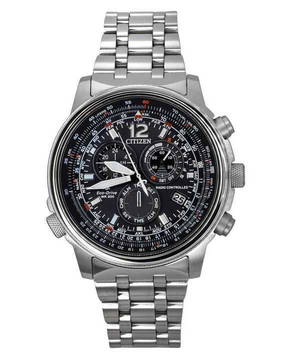 Orologio da uomo Citizen Promaster Sky Radiocontrollato Cronografo Acciaio Inossidabile Quadrante Nero Eco-Drive CB5860-86E 200M