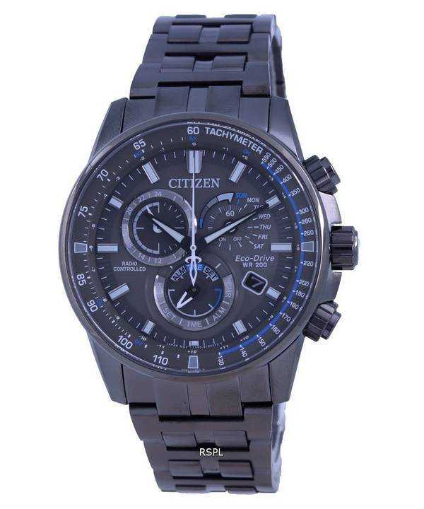 Orologio da uomo Citizen PCAT quadrante nero radiocontrollato cronografo atomico Eco-Drive CB5887-55H 200M