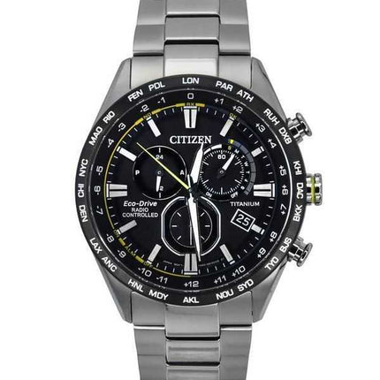 Orologio da uomo Citizen Radiocontrollato Cronografo Super Titanium Quadrante Nero Eco-Drive CB5947-80E 100M