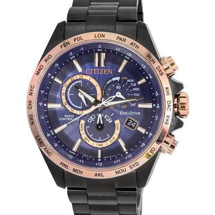 Orologio da uomo Citizen Eco-Drive cronografo radiocontrollato quadrante blu CB5956-89L 100M