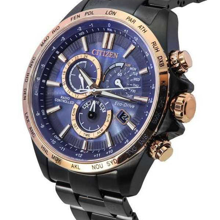 Orologio da uomo Citizen Eco-Drive cronografo radiocontrollato quadrante blu CB5956-89L 100M