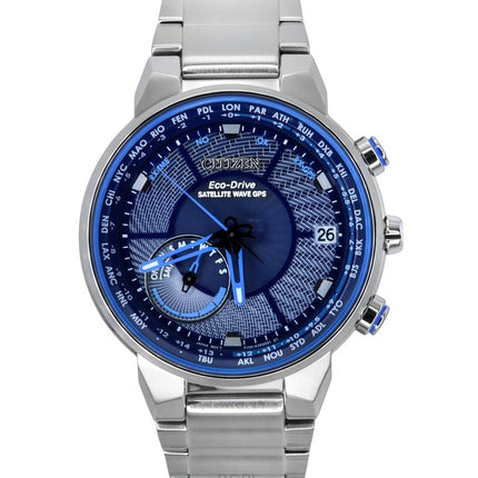 Orologio da uomo Citizen Eco-Drive Perpetual Satellite GPS in acciaio inossidabile con quadrante blu CC3030-53L 100M