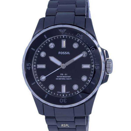 Orologio da donna Fossil FB-01 analogico in ceramica quadrante nero al quarzo CE1108 100M