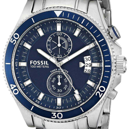 Orologio da uomo Fossil Wakefield Chronograph con quadrante blu in acciaio inossidabile CH2937