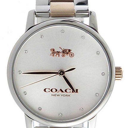 Orologio da donna al quarzo in acciaio inossidabile bicolore con quadrante argentato Coach Grand 14502930